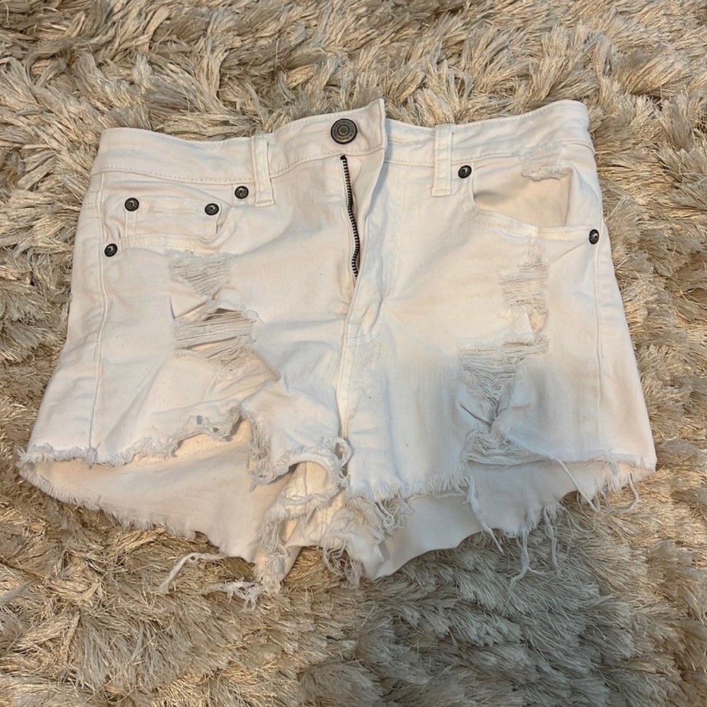 White jean shorts from AEROPASTALE